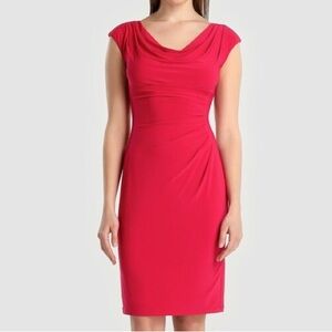 LAUREN Ralph Lauren Fuchsia Pink Cowl Neck Ruched Dress